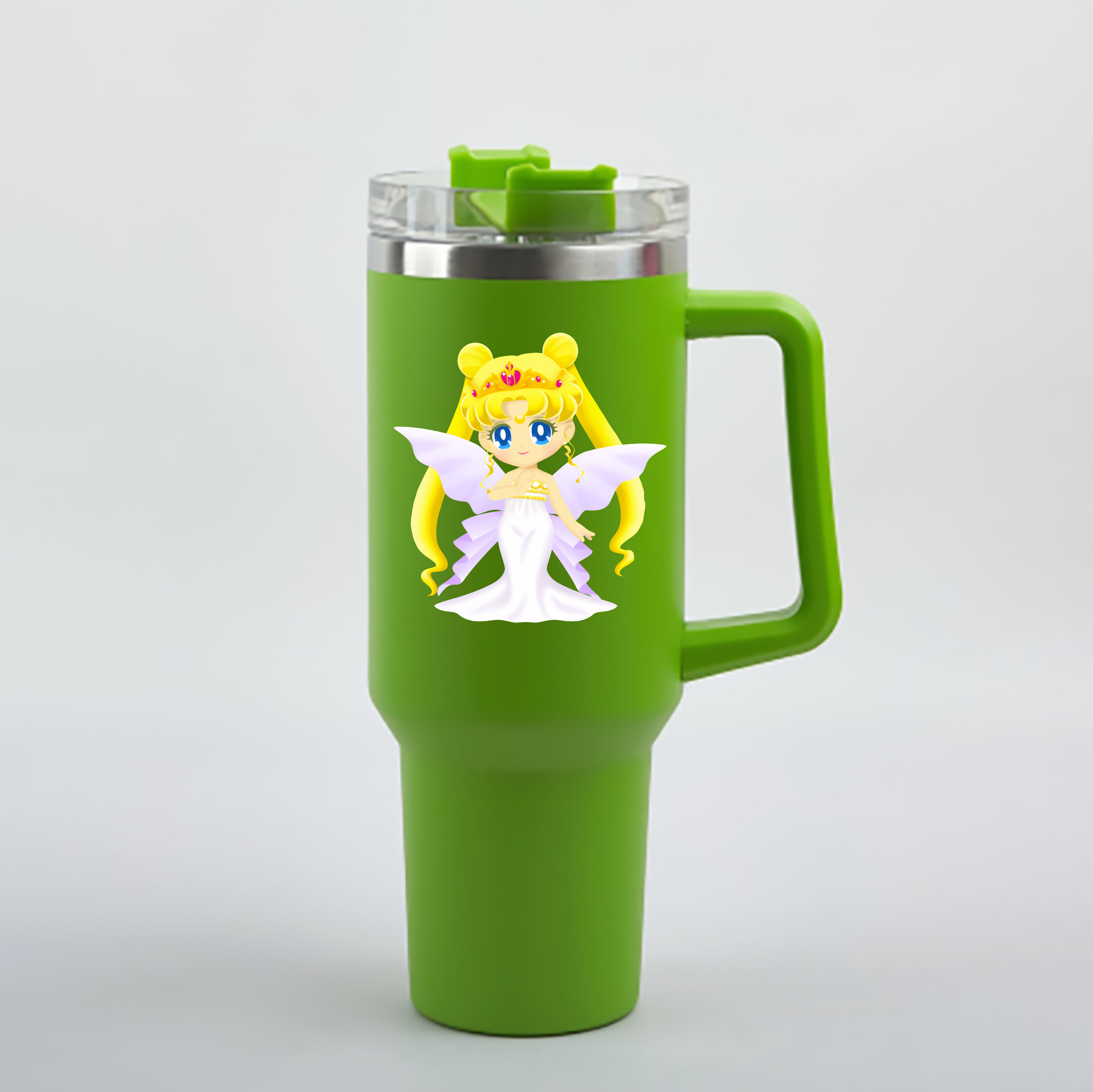 （画像用） 美少女戦士セーラームーン 愛野 美奈子 あいの みなこ Sailor Moon Aino Minako 1200mL車用タンブラー - クリスタルステッカー（プラスチックストロー付き）